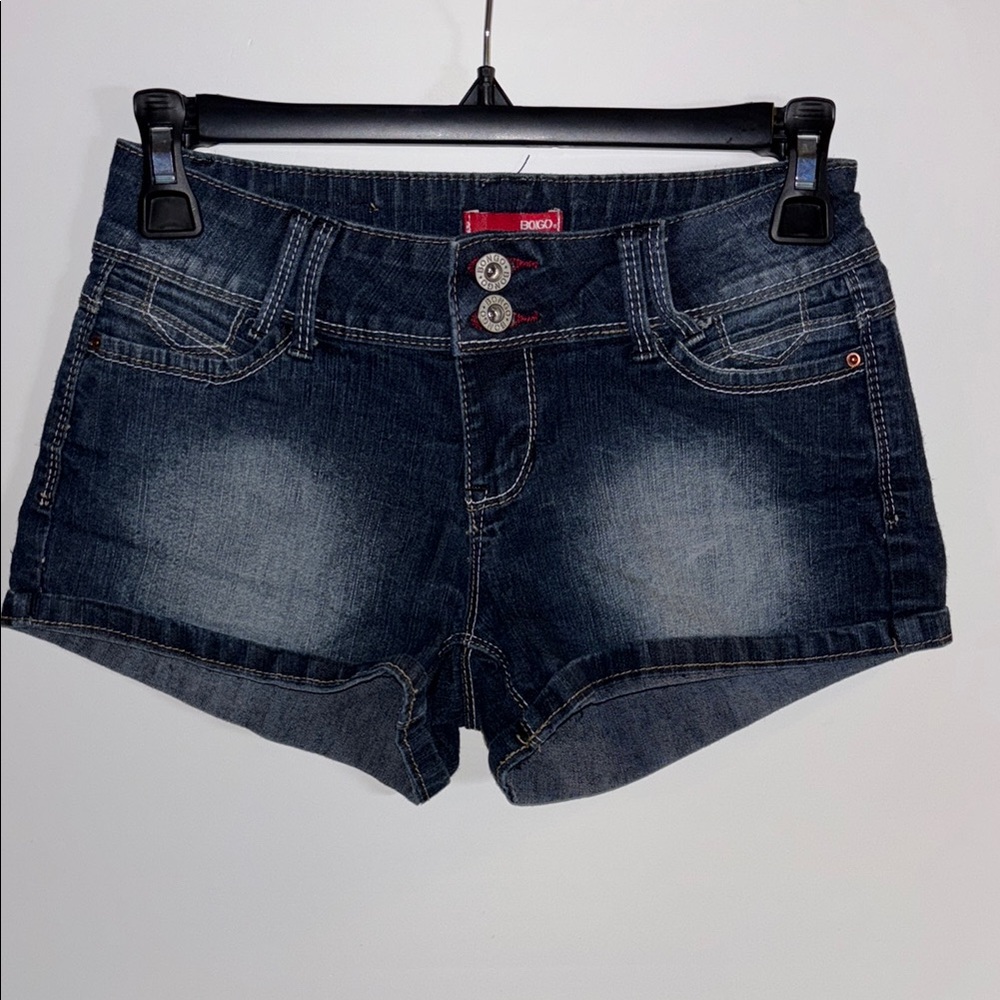 BONGO Blue Jean Shorts with Distressed Wash